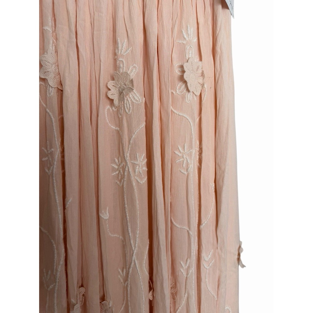Free People Rosa 3D Floral Embroidered Maxi Dress Peach Women's Size Small - Picture 13 of 16